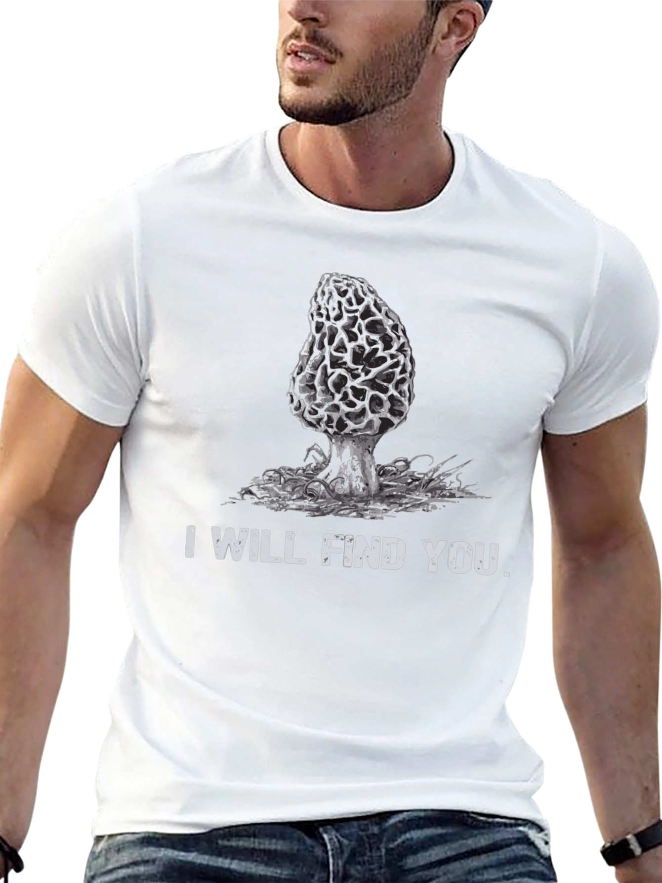 Black Mushroom Hunter T-Shirt: "I Will Find You" view 13