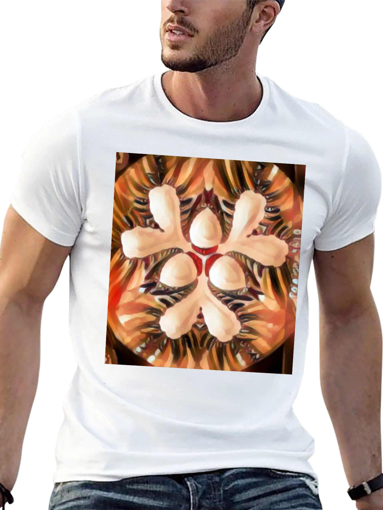 Black Abstract Floral Graphic Tee - Artistic Print view 13