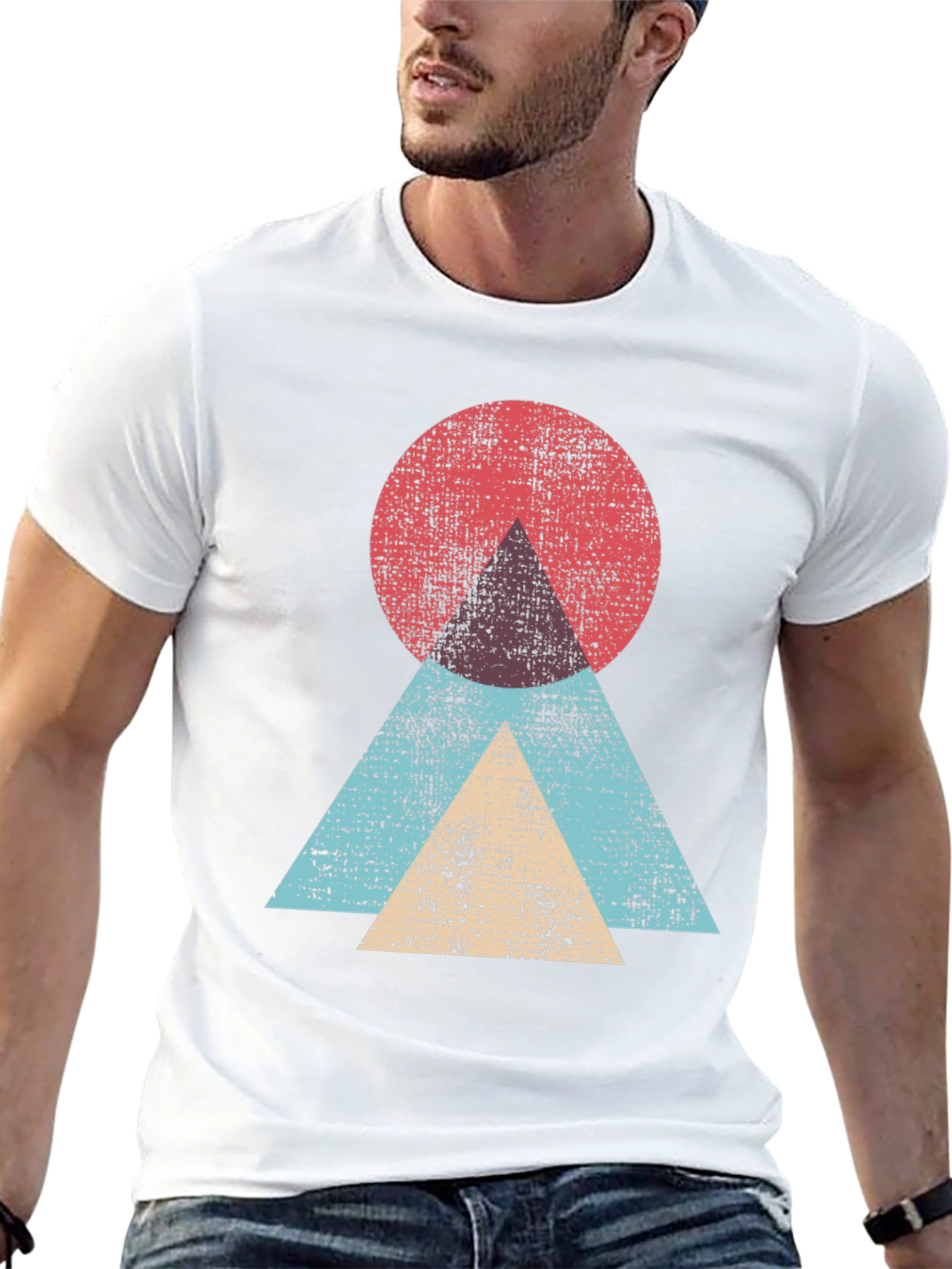Black Geometric Graphic Tee - Modern Abstract Design view 13