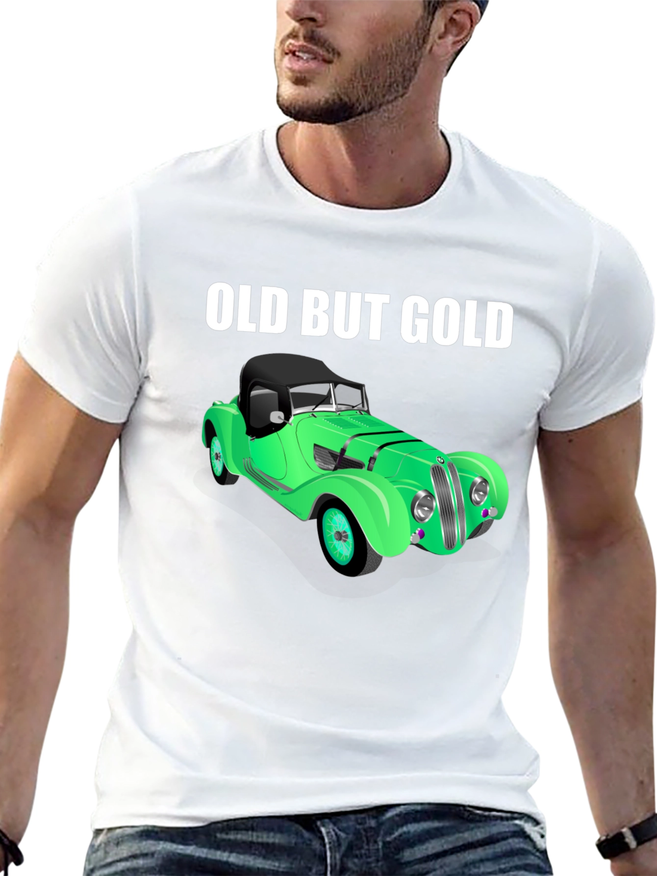 Black Old But Gold Vintage Car T-Shirt view 13
