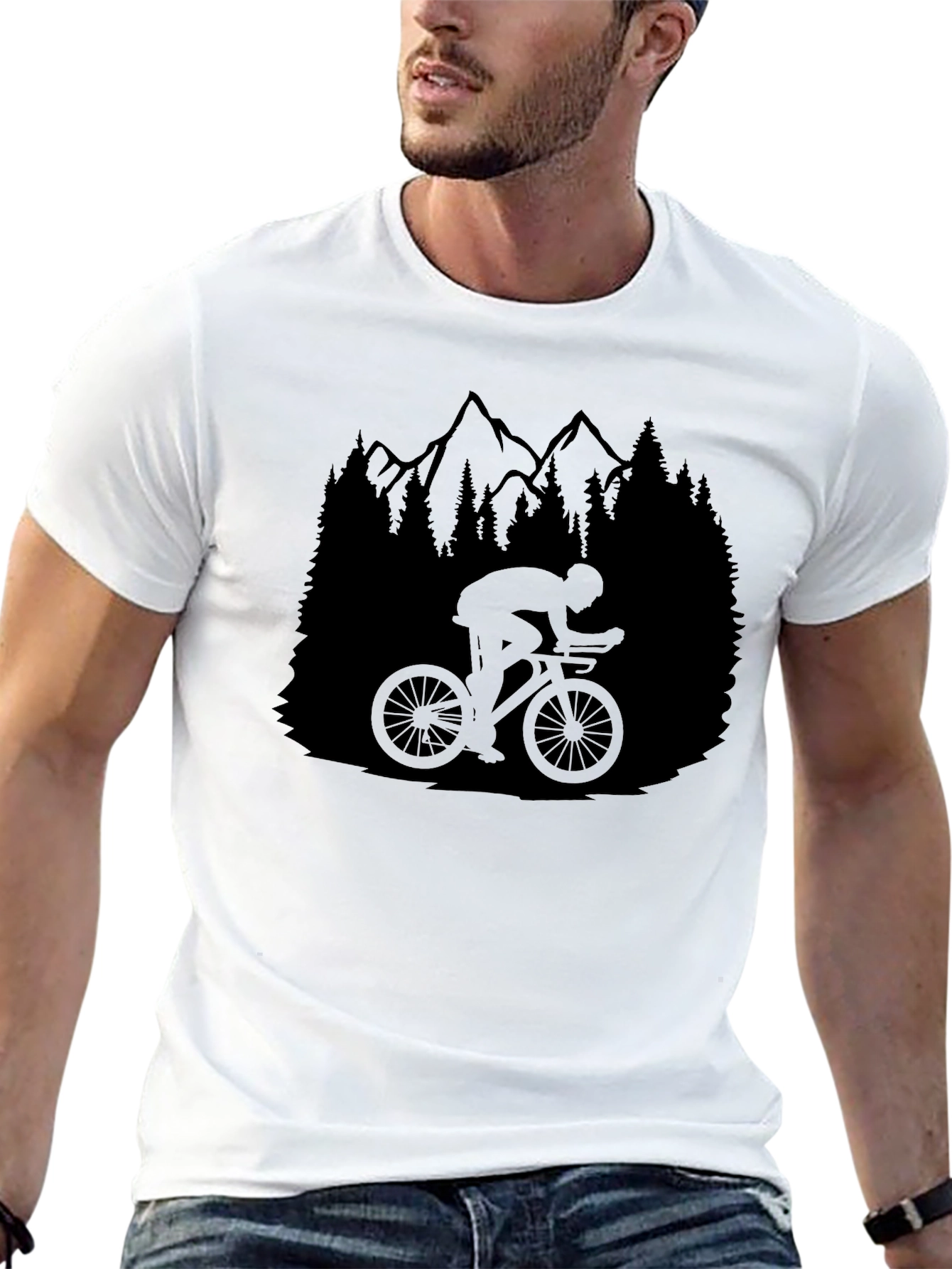 Black Mountain Biker Graphic Tee - Nature Adventure Shirt view 13
