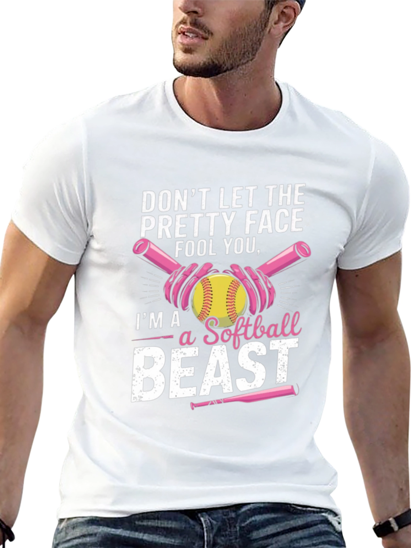 Black Softball Beast T-Shirt - Funny Sport Tee view 13