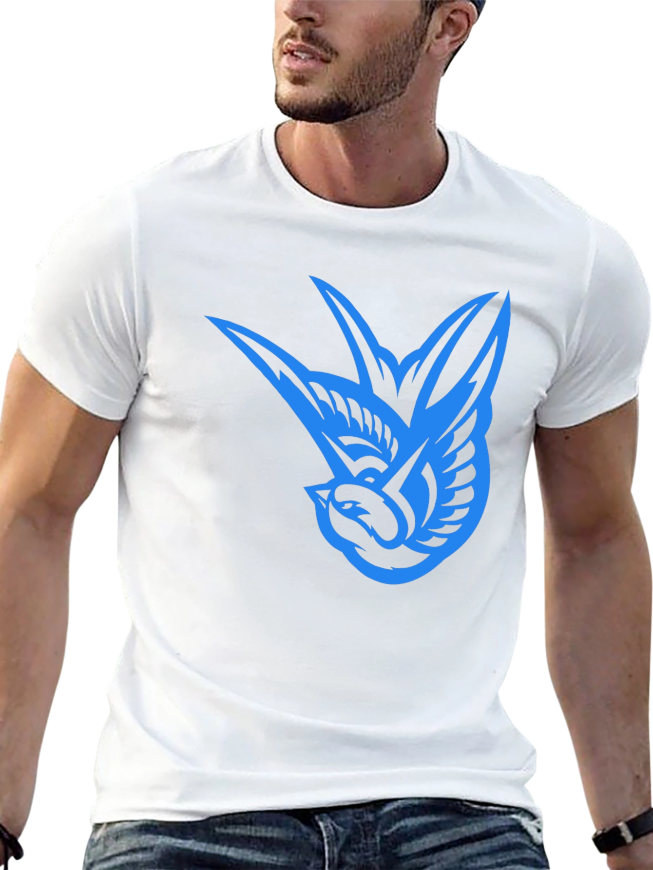 Black Blue Bird Graphic Black Tee view 13