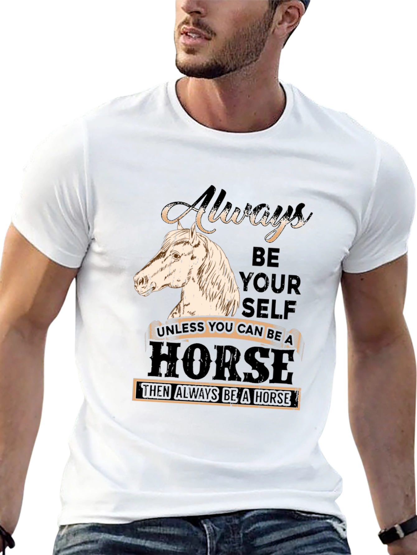 Black Always Be Yourself Horse Graphic T-Shirt view 13