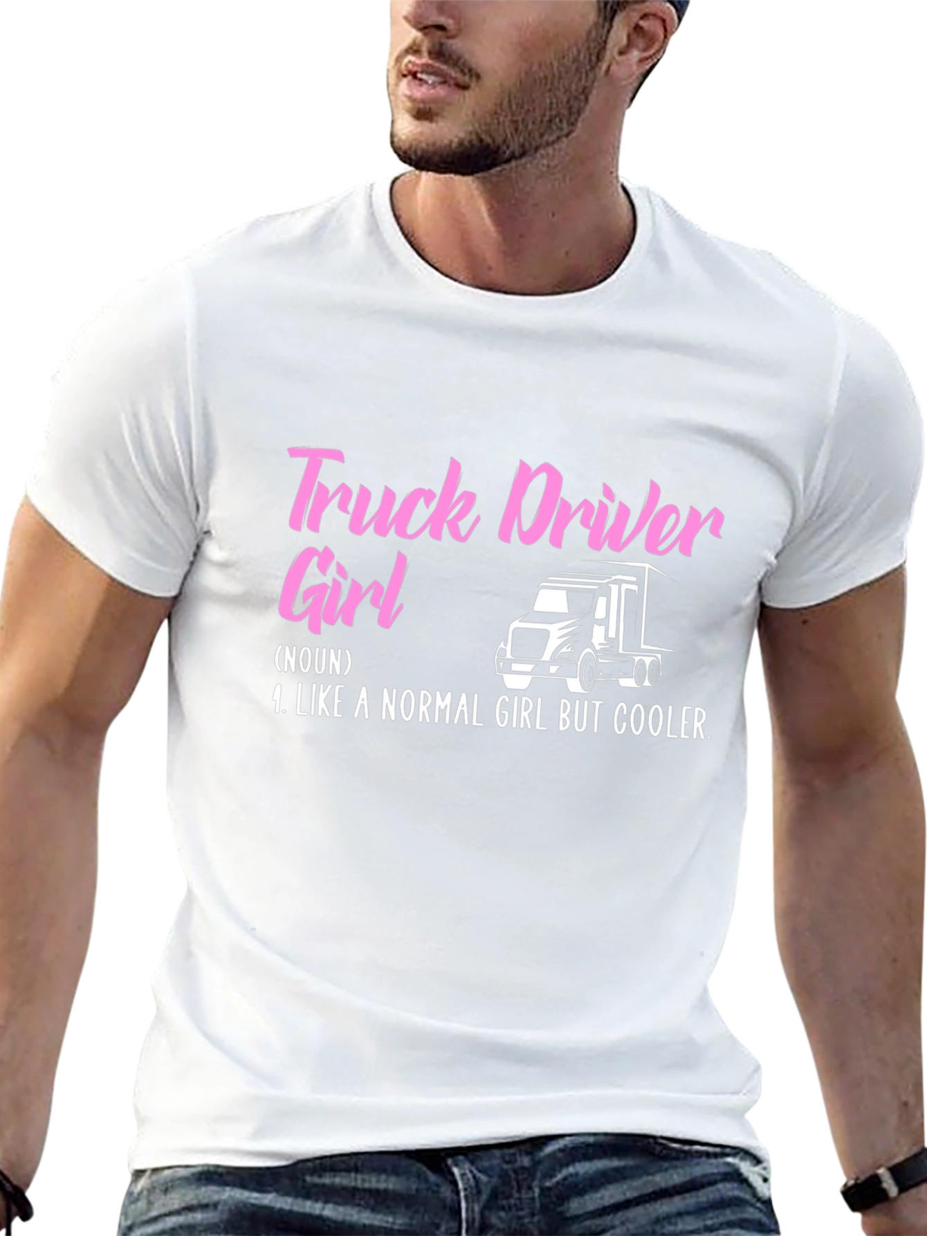 Black Truck Driver Girl Black T-Shirt view 13