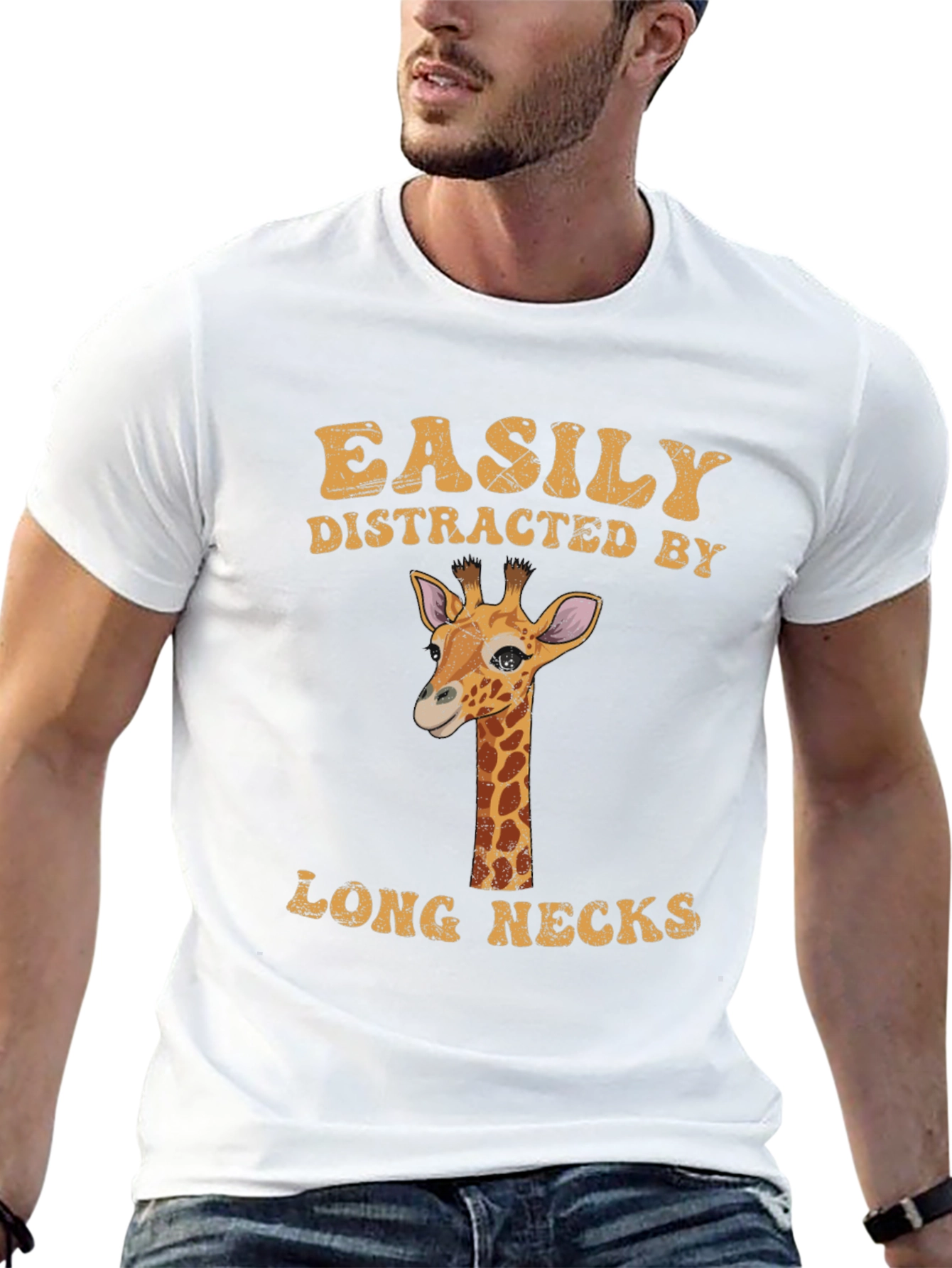 Black Easily Distracted by Long Necks Giraffe T-Shirt view 13