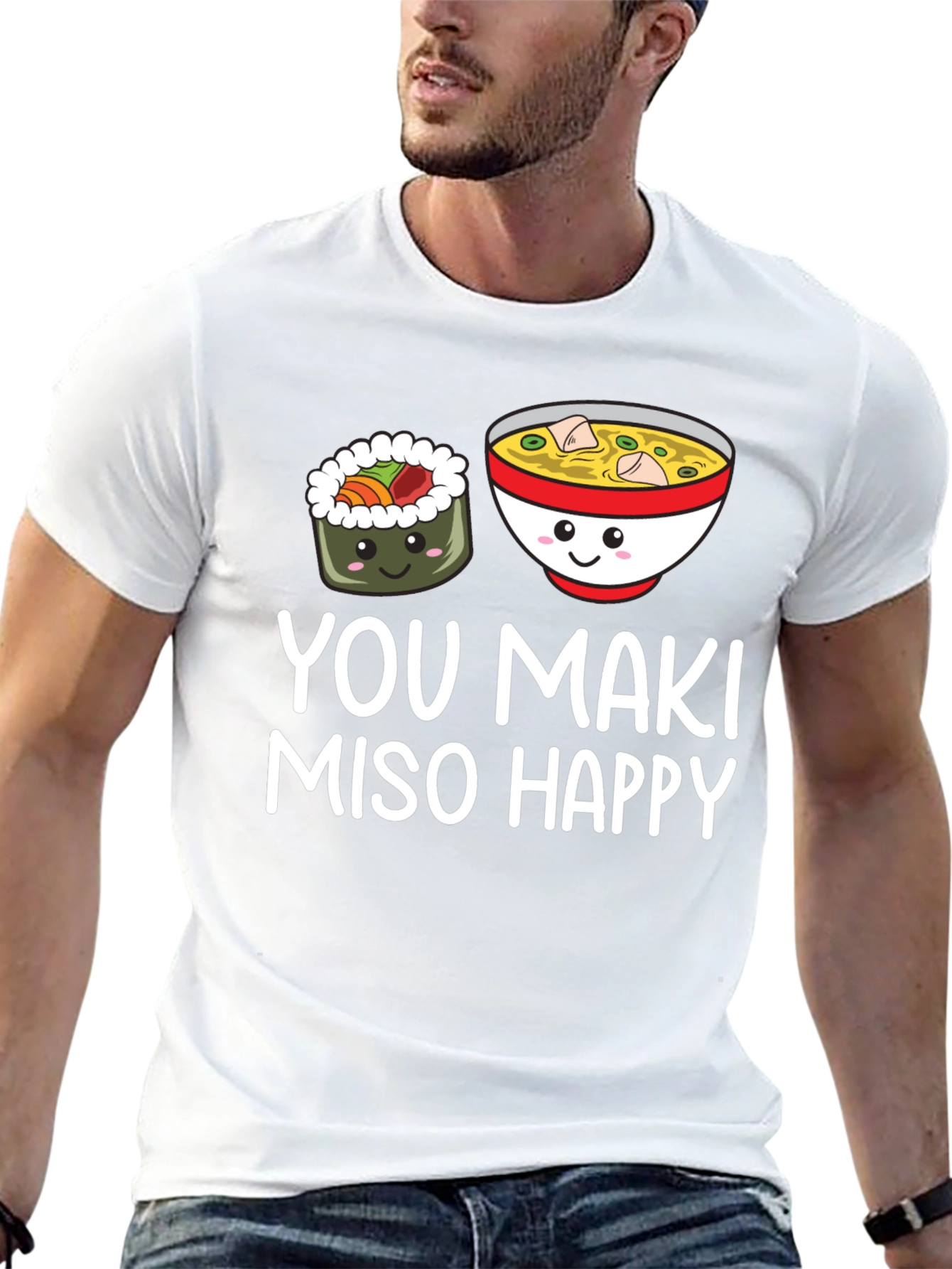Black You Maki Miso Happy T-Shirt view 13