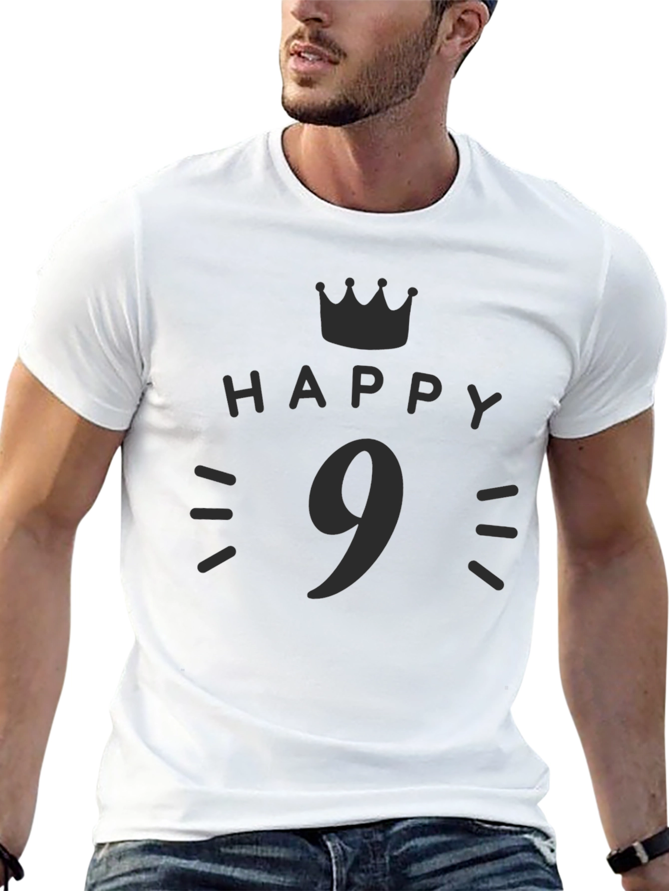 Black Happy 9th Birthday Black T-Shirt view 13