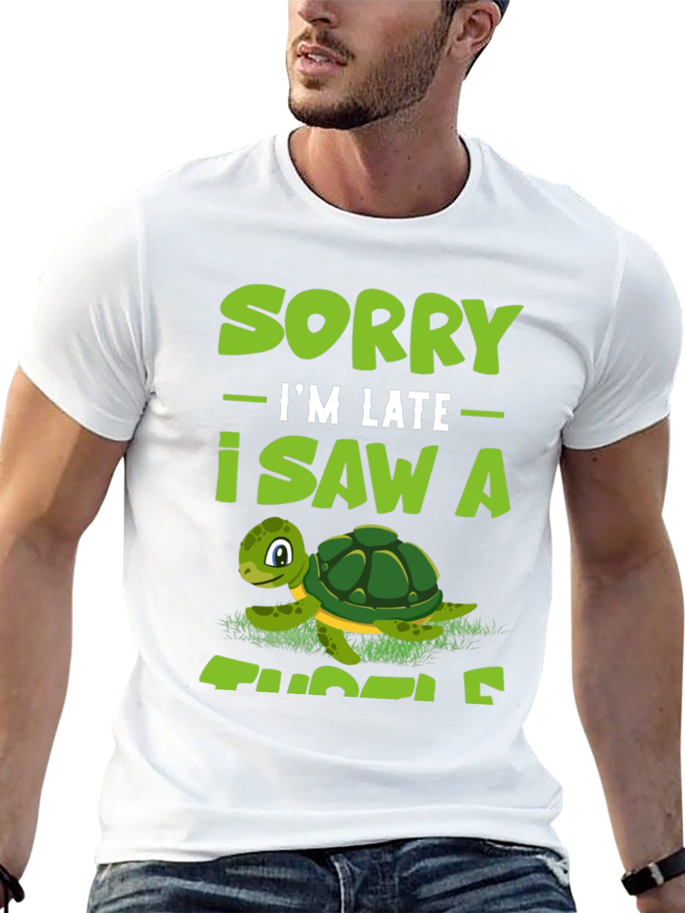 Black Sorry I'm Late I Saw A Turtle T-Shirt view 13