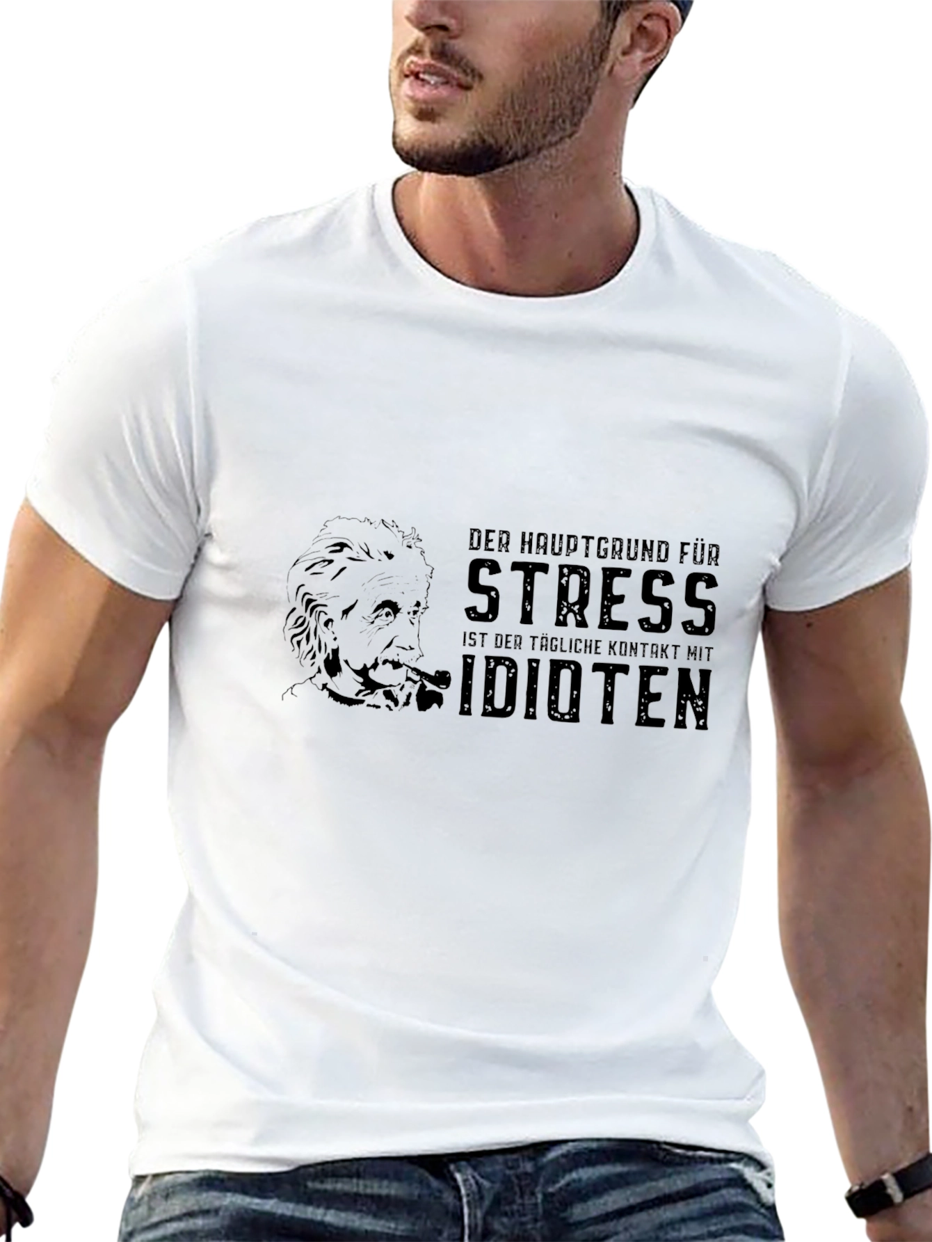 Black Stress Idiot Humor Graphic T-Shirt view 13