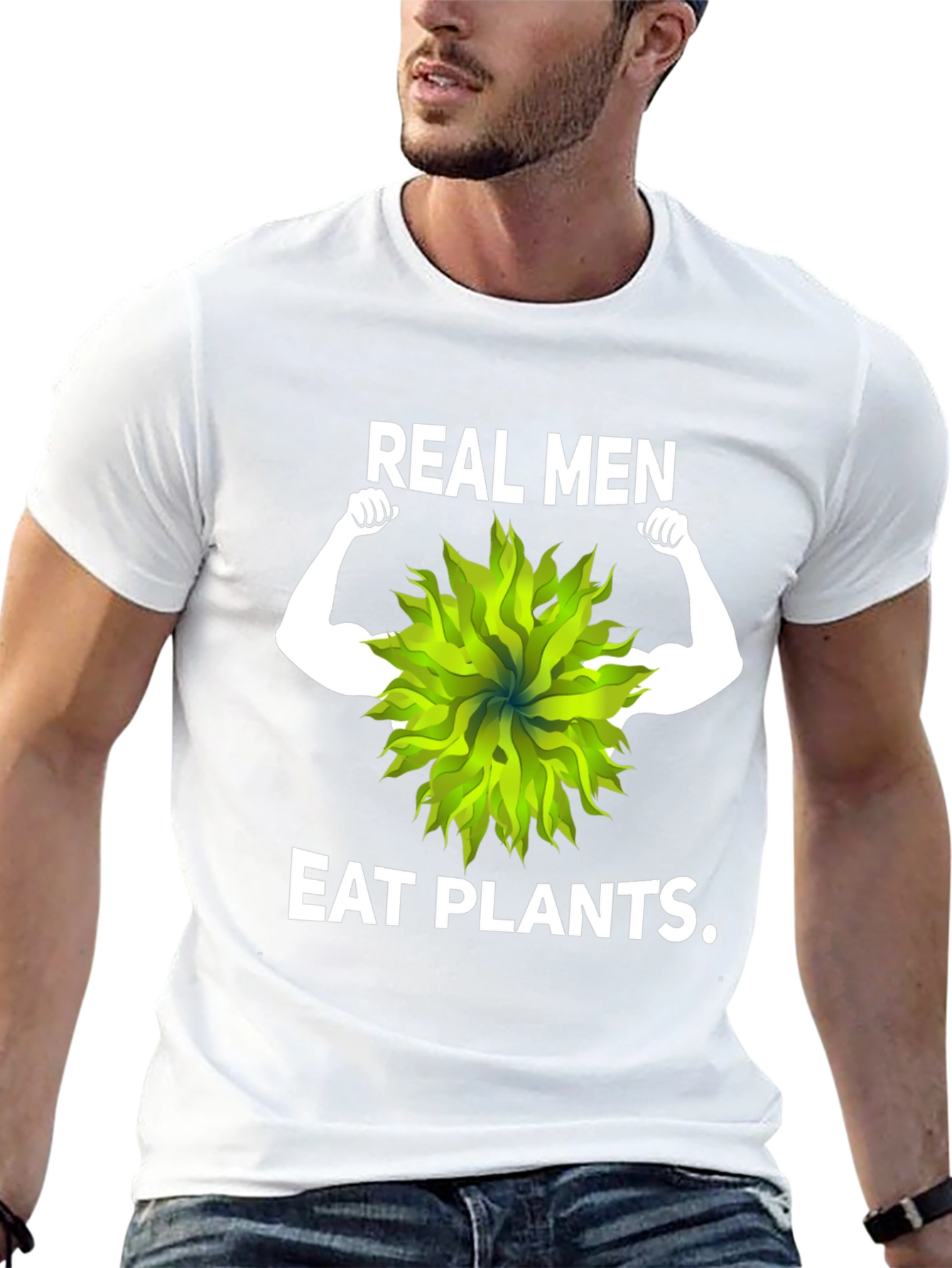 Black Real Men Eat Plants Graphic Tee view 13