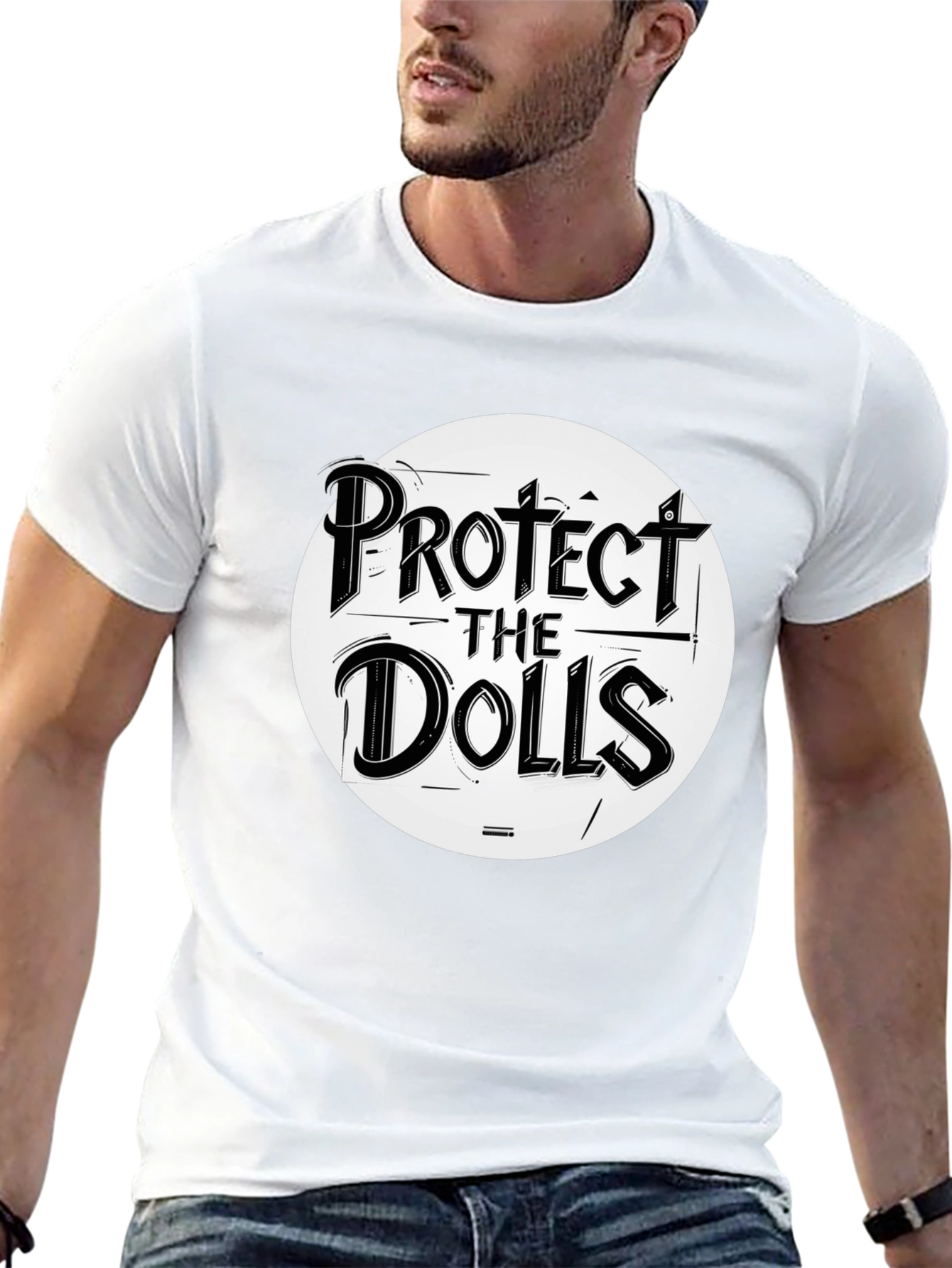 Black Protect the Dolls Graphic Tee - Black Crew Neck T-Shirt view 13