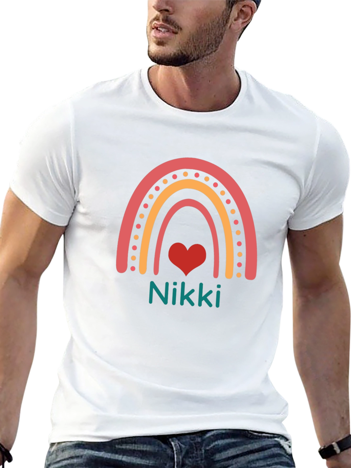 Black Nikki Rainbow Heart Tee - Custom Name Shirt view 13