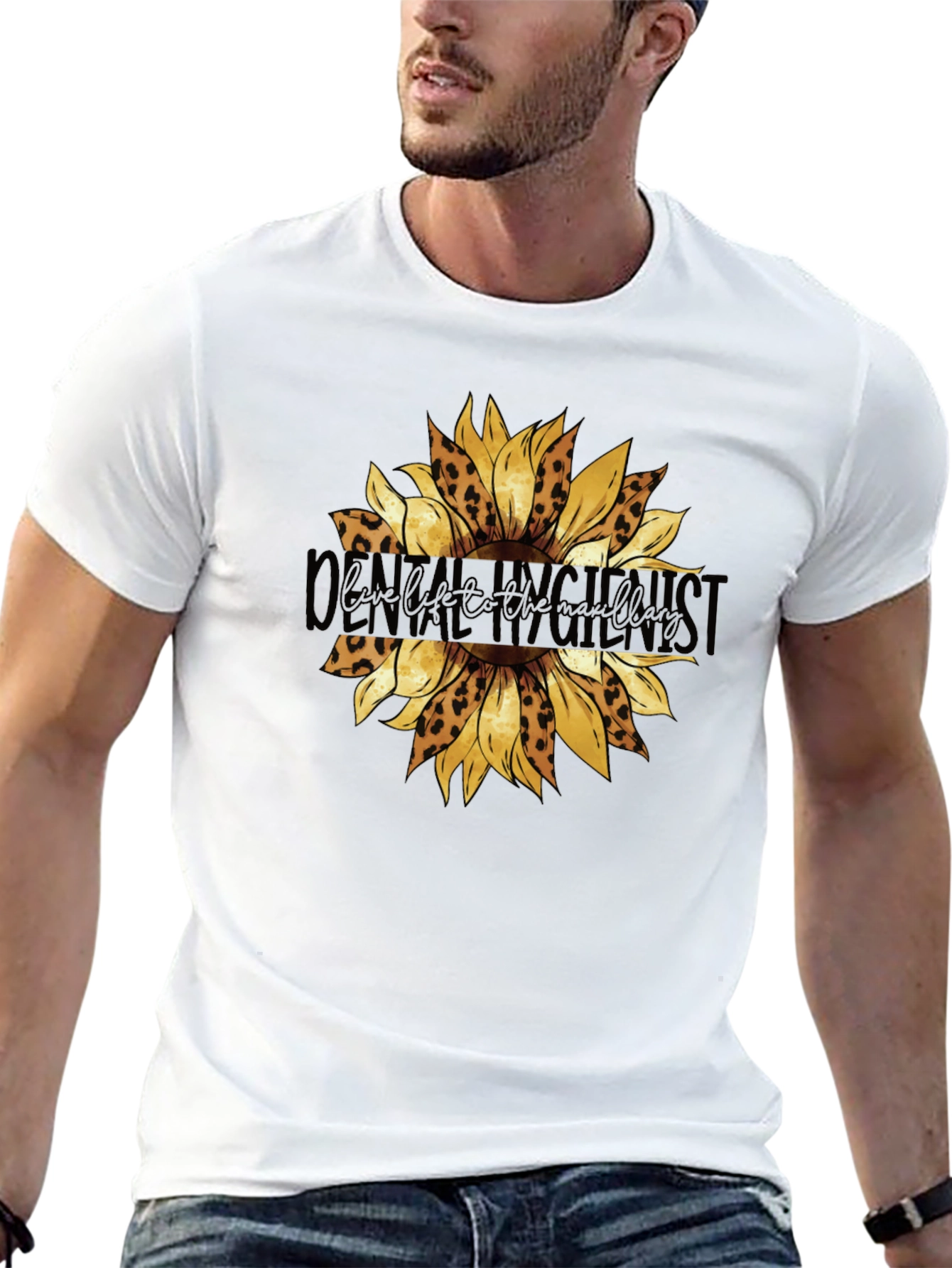 Black Dental Hygienist Sunflower T-Shirt view 13