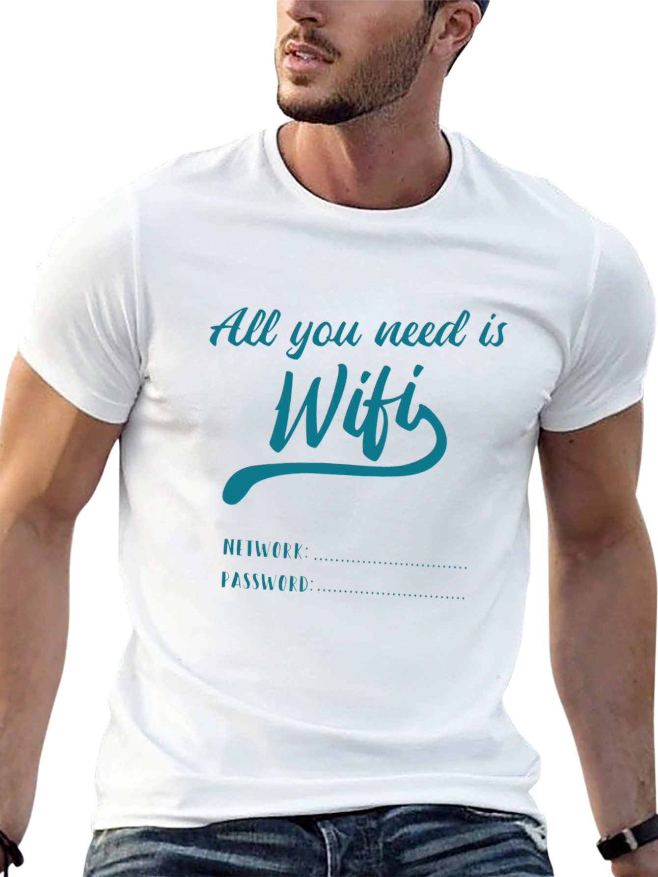 Black WiFi Network Password T-Shirt view 13