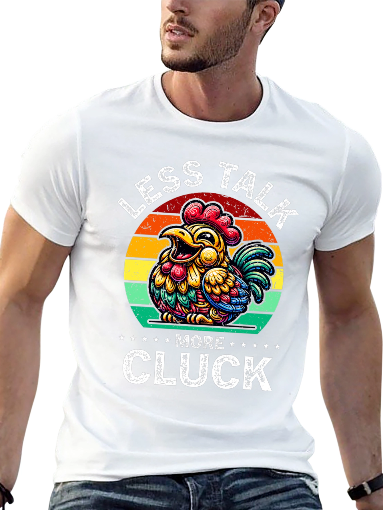 Black Less Talk More Cluck Chicken Graphic Tee view 13