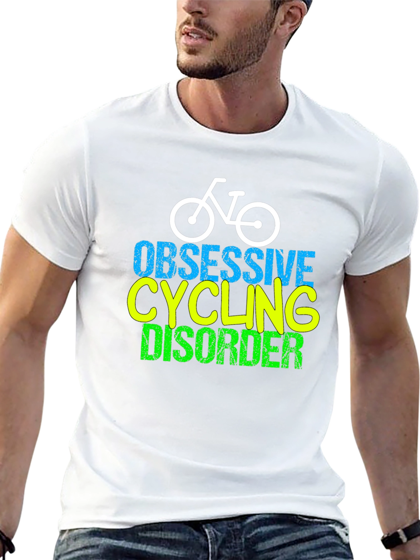 Black Obsessive Cycling Disorder Graphic T-Shirt view 13
