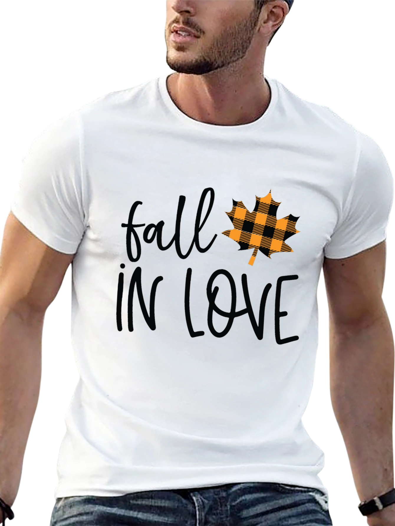Black Fall In Love Maple Leaf Plaid T-Shirt view 13
