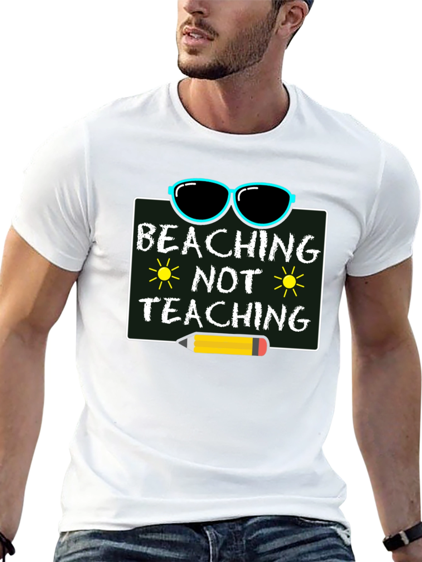Black Beaching Not Teaching Graphic T-Shirt view 13