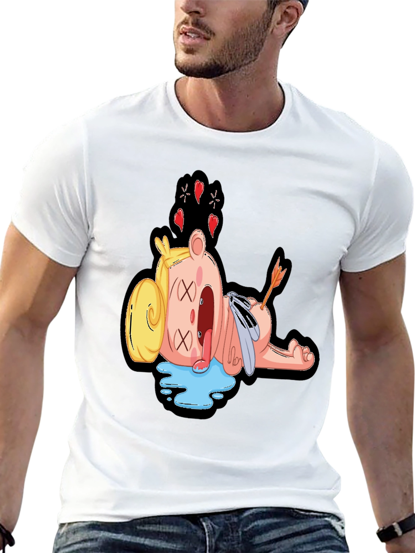 Black Cartoon Dead Bear T-Shirt - Mens Black Graphic Tee view 13