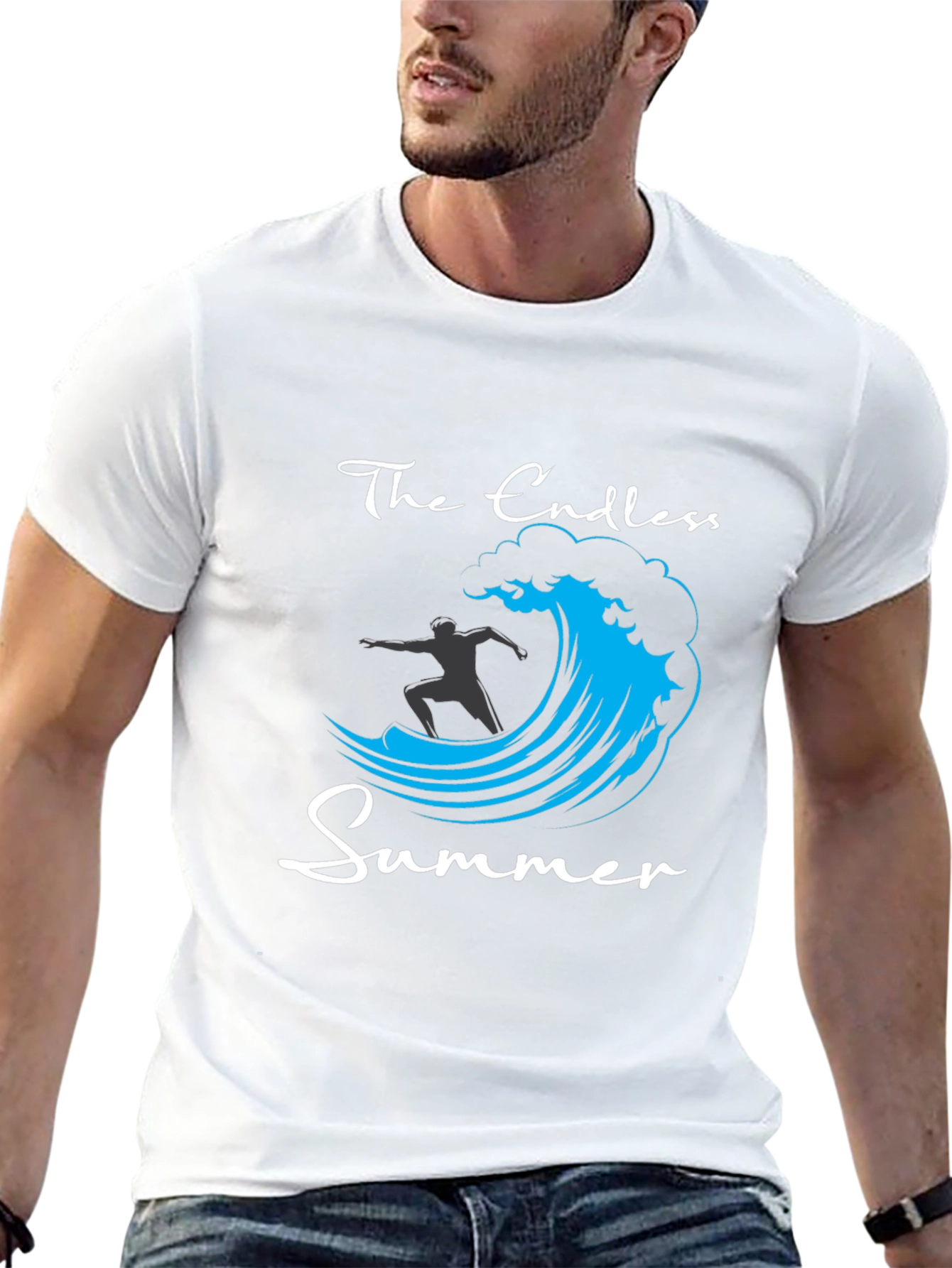 Black Endless Summer Graphic Tee - Surfer Wave T-Shirt view 13