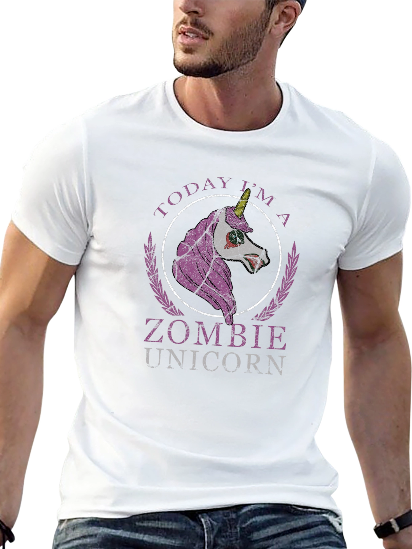Black Zombie Unicorn Graphic T-Shirt - Halloween Ready! view 13