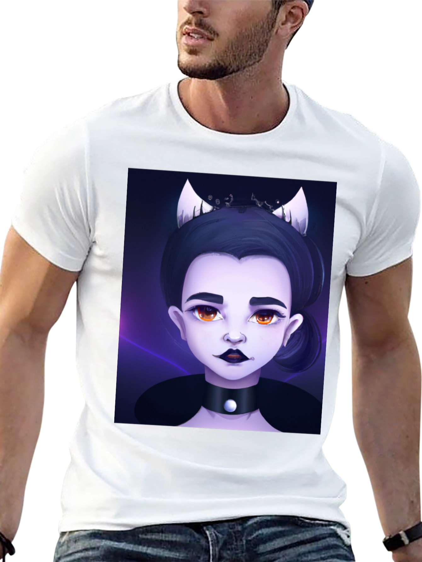 Black Gothic Cartoon Girl Black T-Shirt view 13