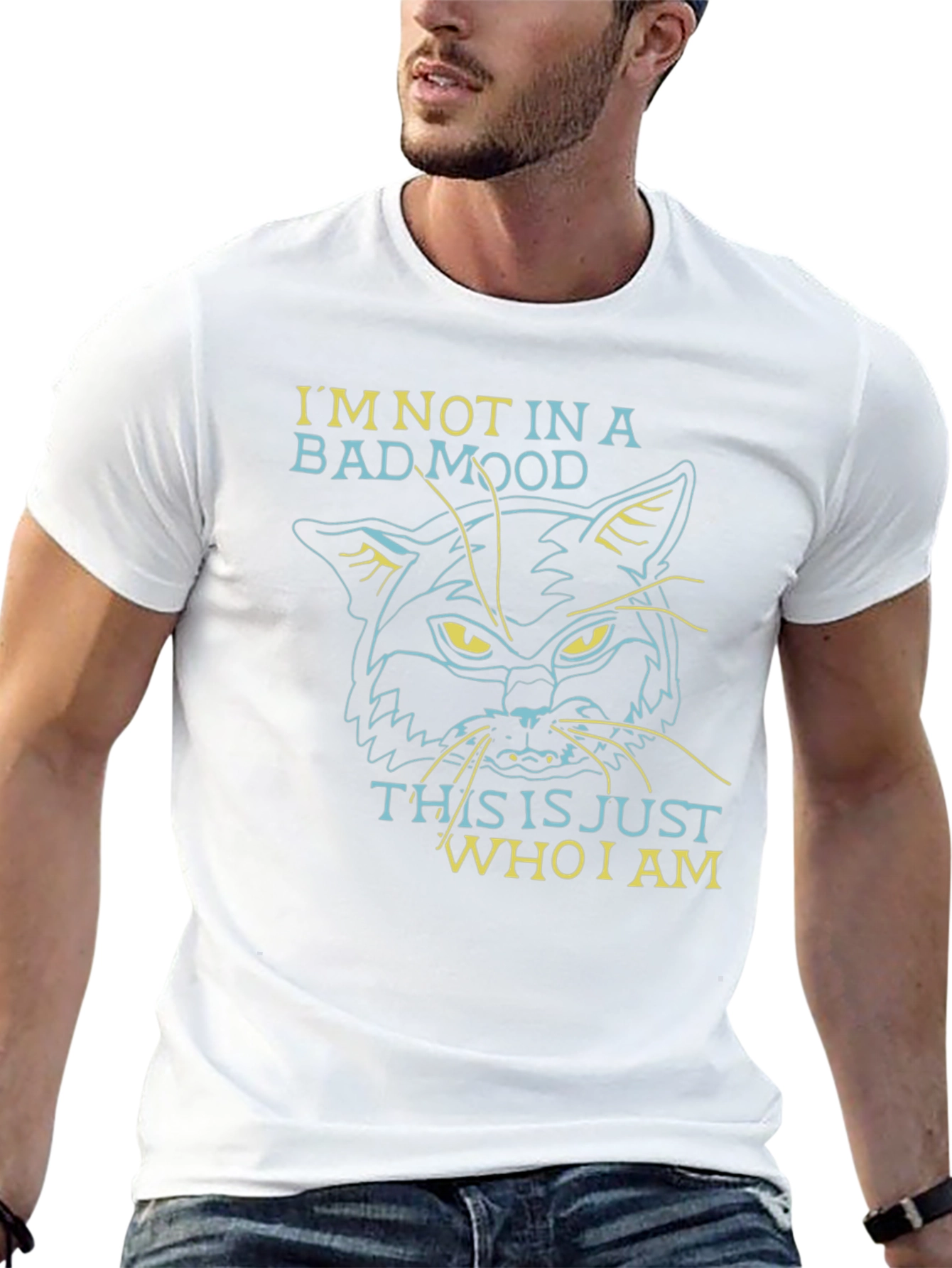Black Grumpy Cat T-Shirt - I'm Not In A Bad Mood Tee view 13