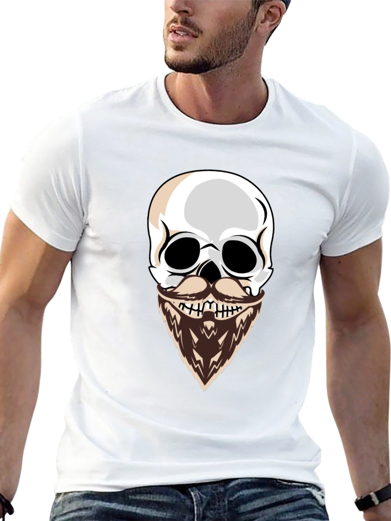 Black Skull with Beard Graphic T-Shirt - Cool & Edgy Style view 13