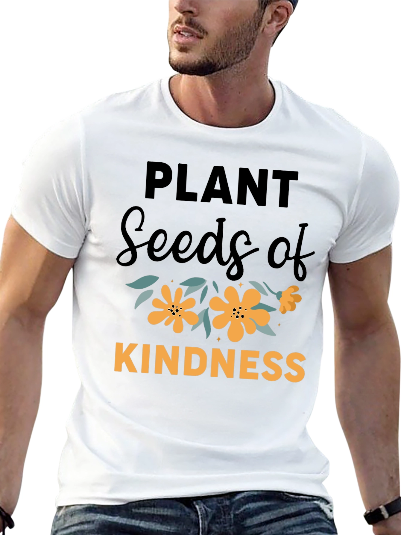 Black Plant Seeds of Kindness Graphic T-Shirt view 13