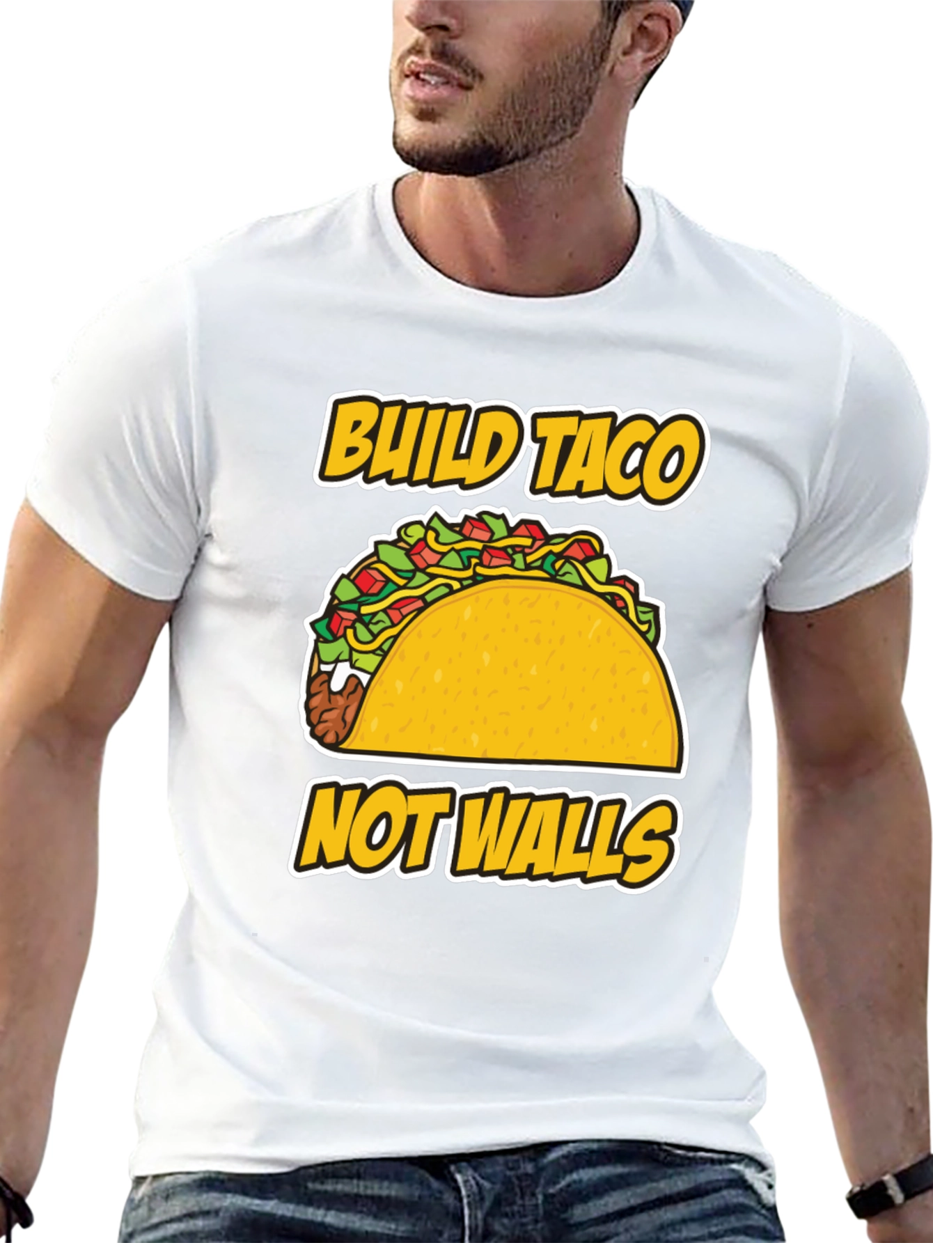 Black Build Taco Not Walls T-Shirt - Graphic Tee view 13