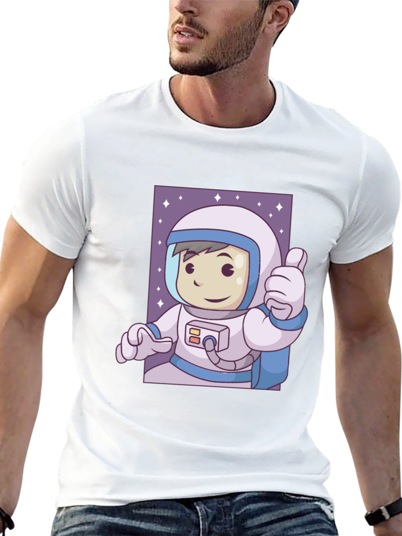 Black Cartoon Astronaut Graphic T-Shirt view 13