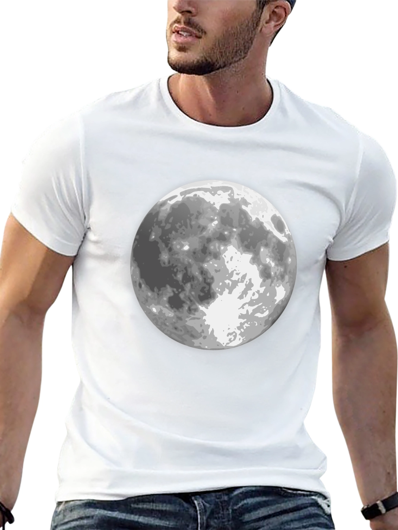 Black Moon Graphic Black T-Shirt for Men view 13