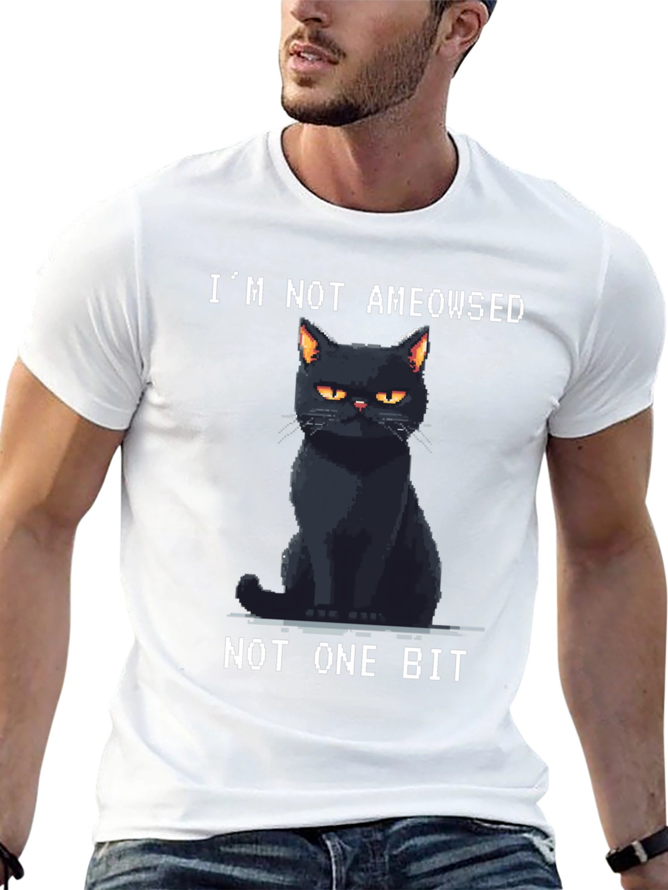 Black I'm Not Ameowsed Black Cat T-Shirt view 13
