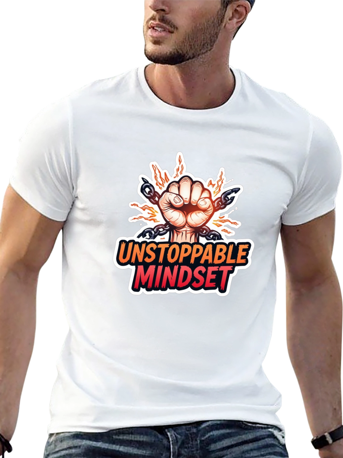 Black Unstoppable Mindset Graphic T-Shirt view 13