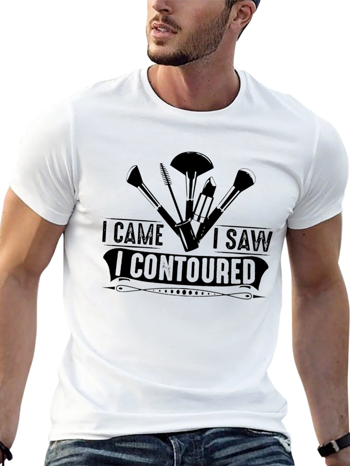 Black I Came I Saw I Contoured Black T-Shirt view 13