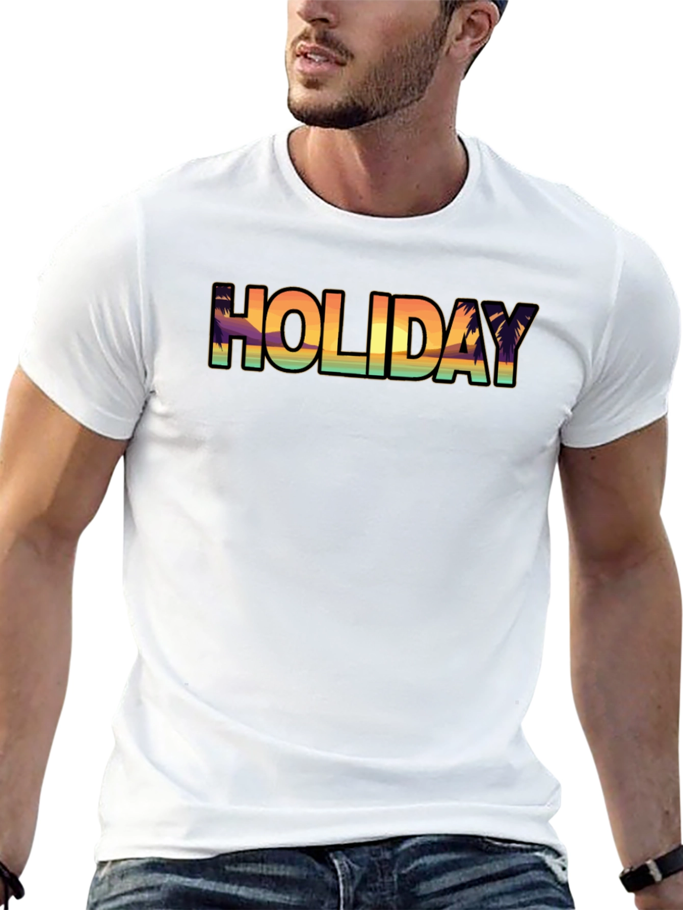 Black Holiday Graphic Tee - Relaxed Vacation Vibes view 13