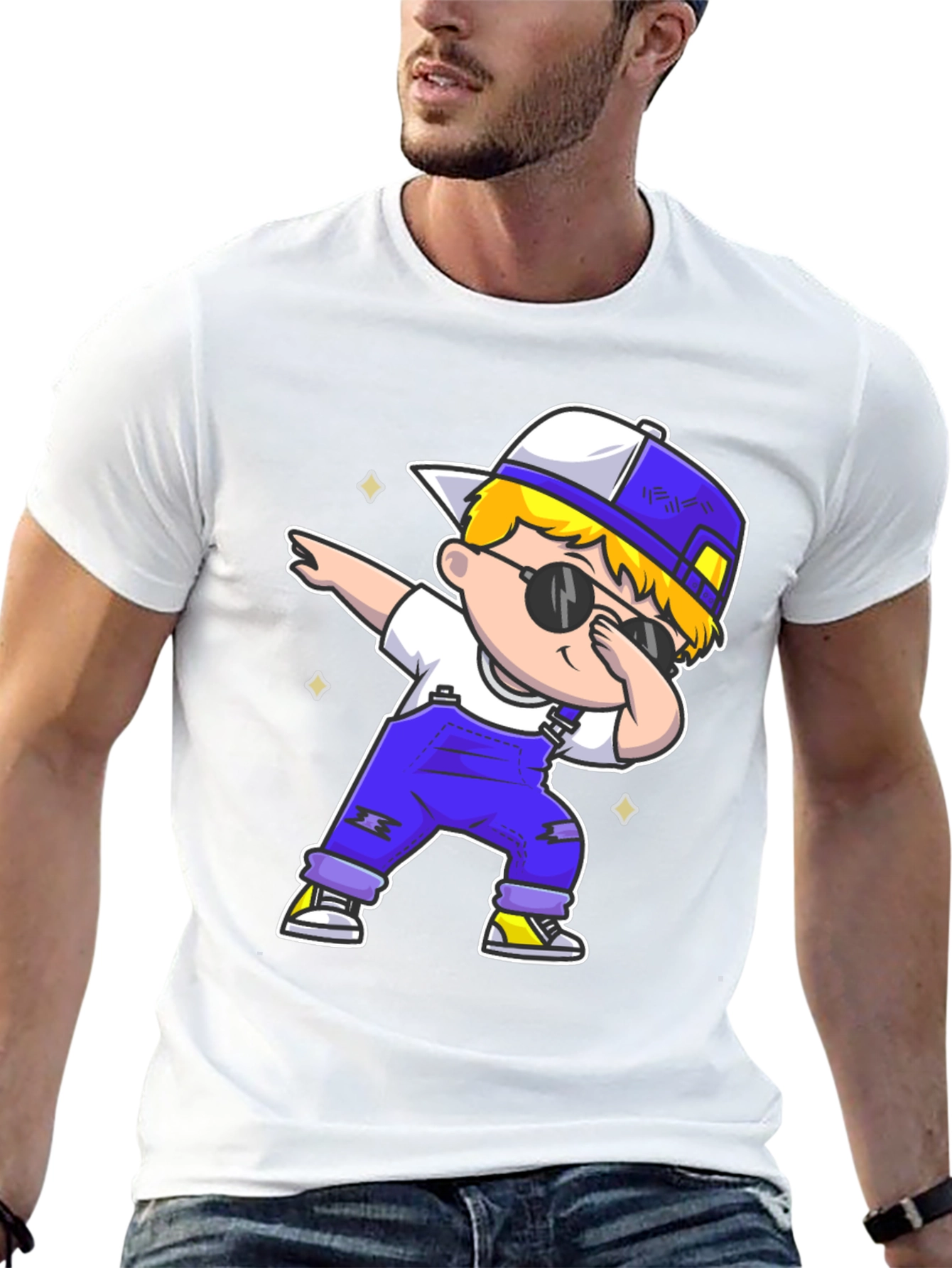 Black Dabbing Kid Graphic Tee - Trendy Cartoon T-Shirt view 13