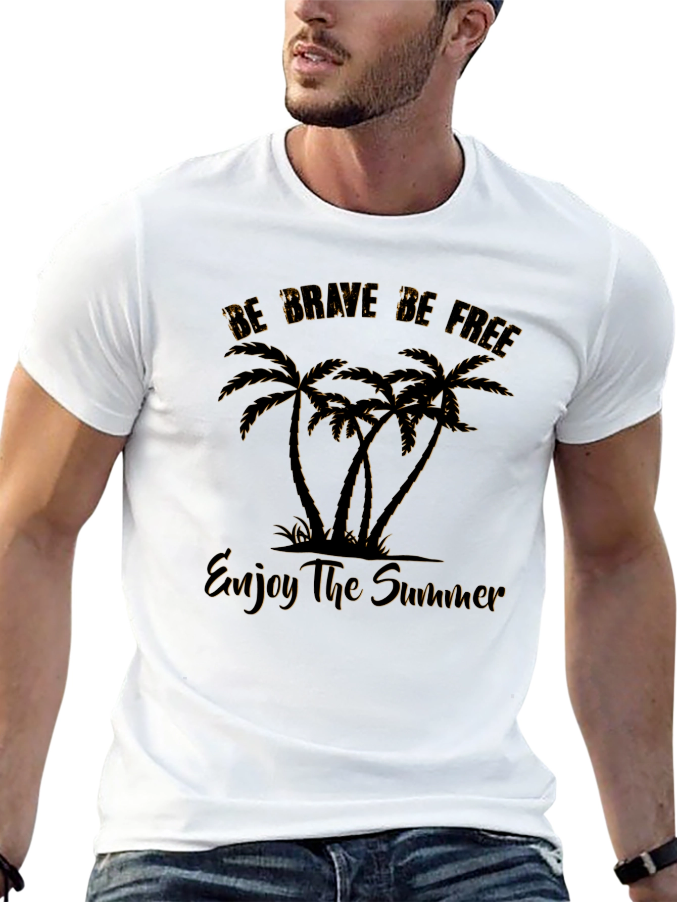 Black Be Brave Be Free Palm Tree T-Shirt view 13