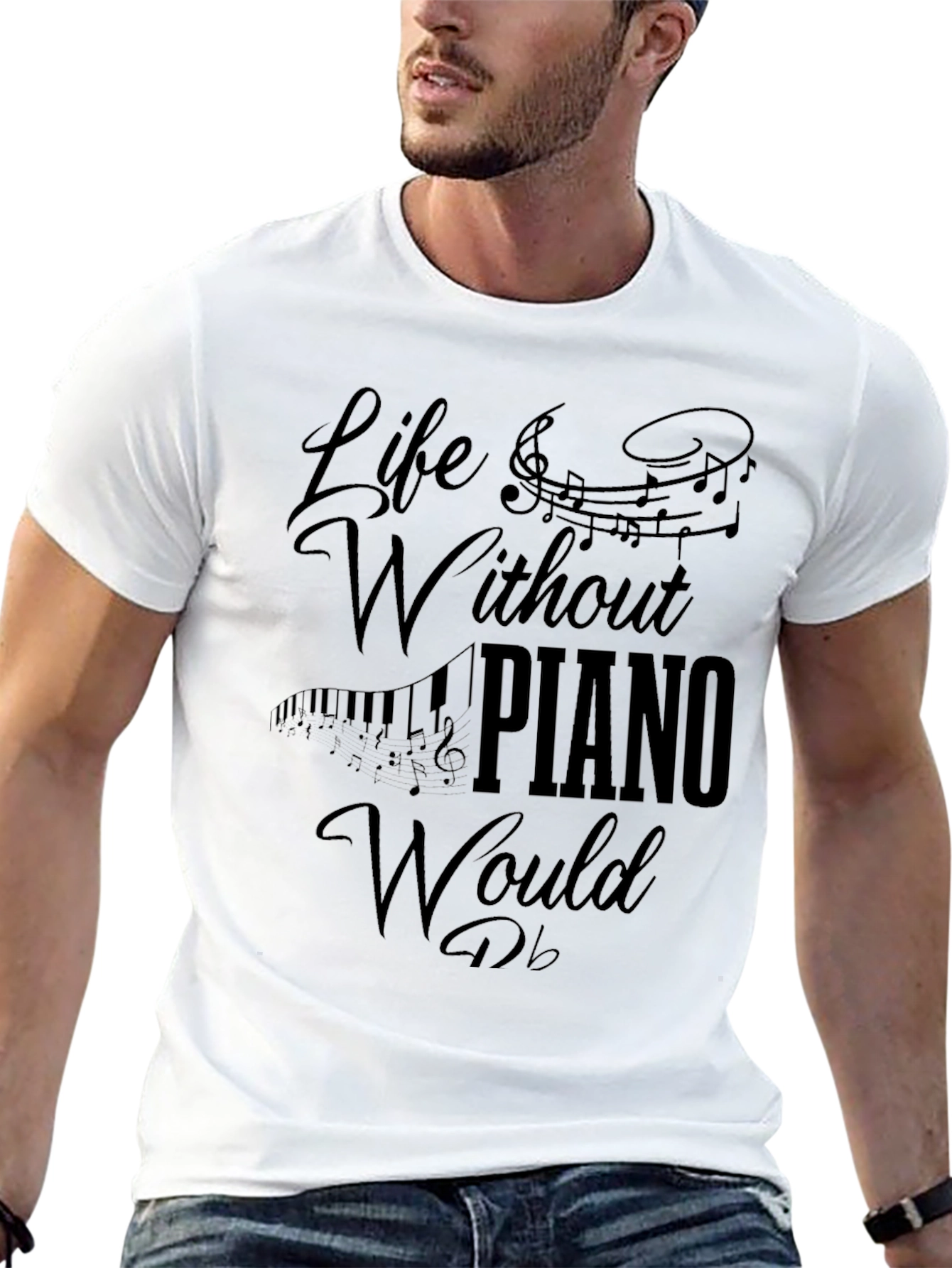 Black Life Without Piano T-Shirt - Music Lover Tee view 13