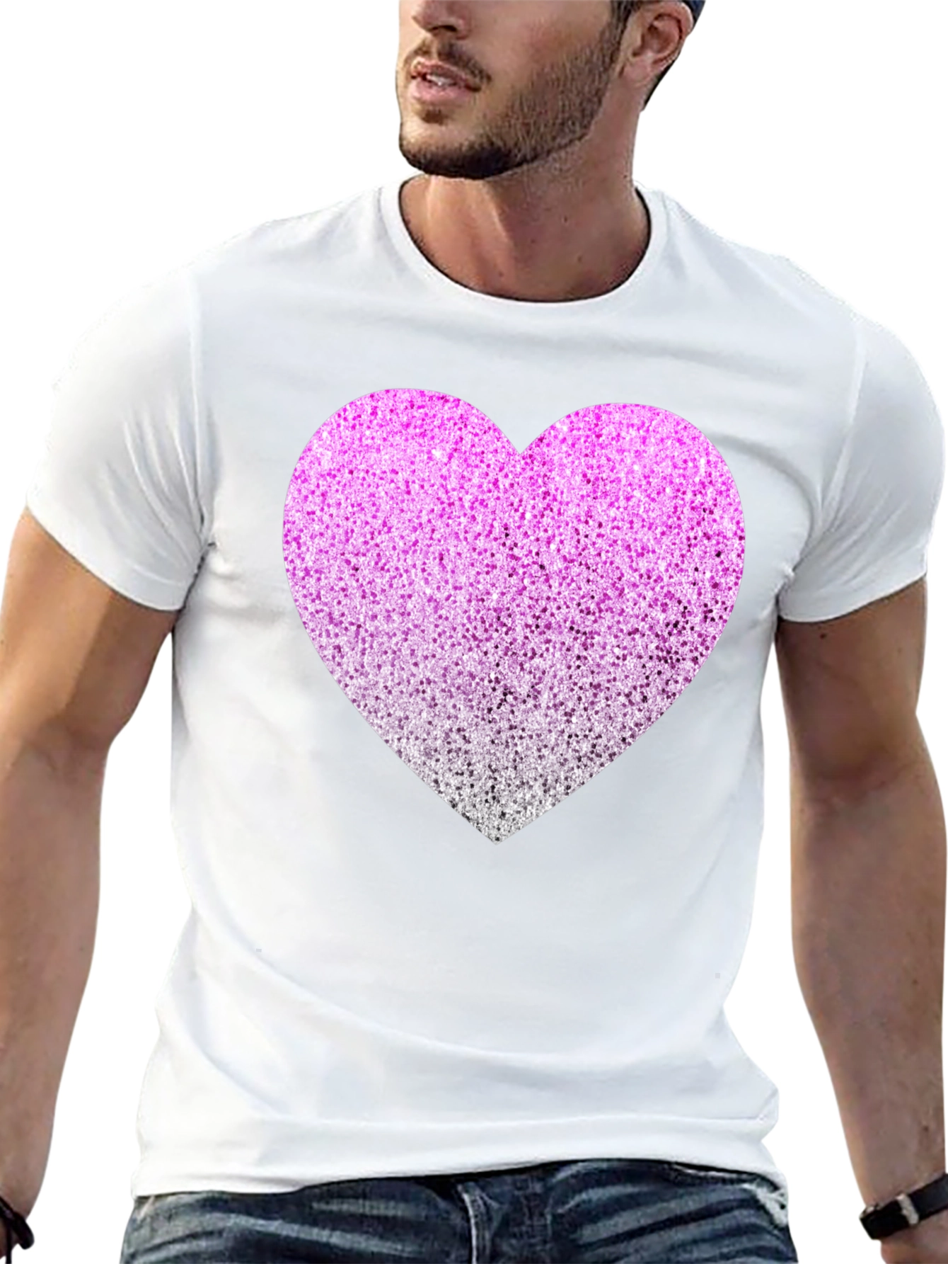 Black Sparkly Heart Graphic Tee - Black Cotton Blend view 13