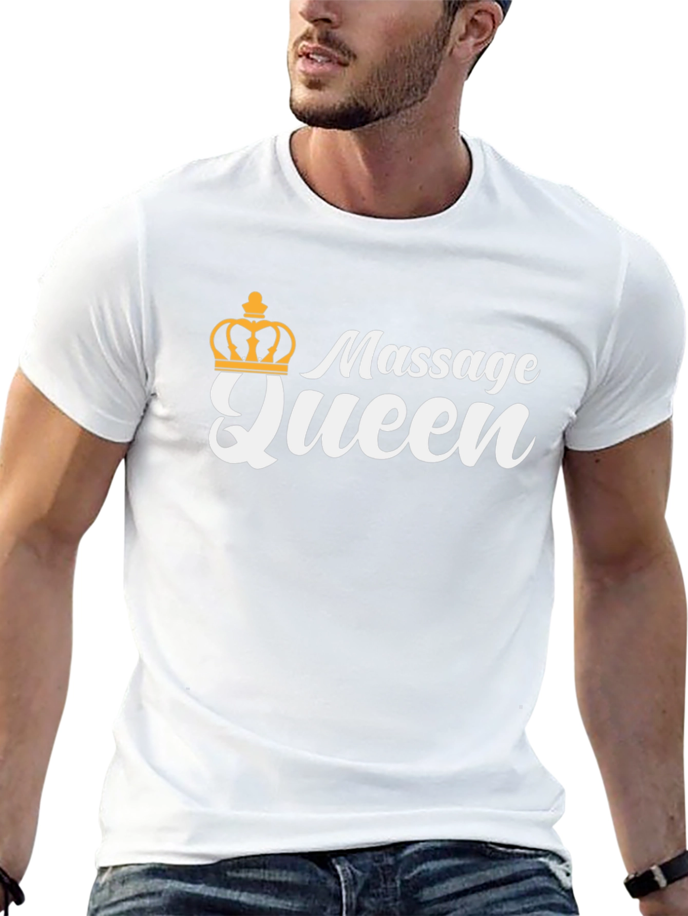 Black Massage Queen T-Shirt - Black, Crown Graphic, Novelty Tee view 13