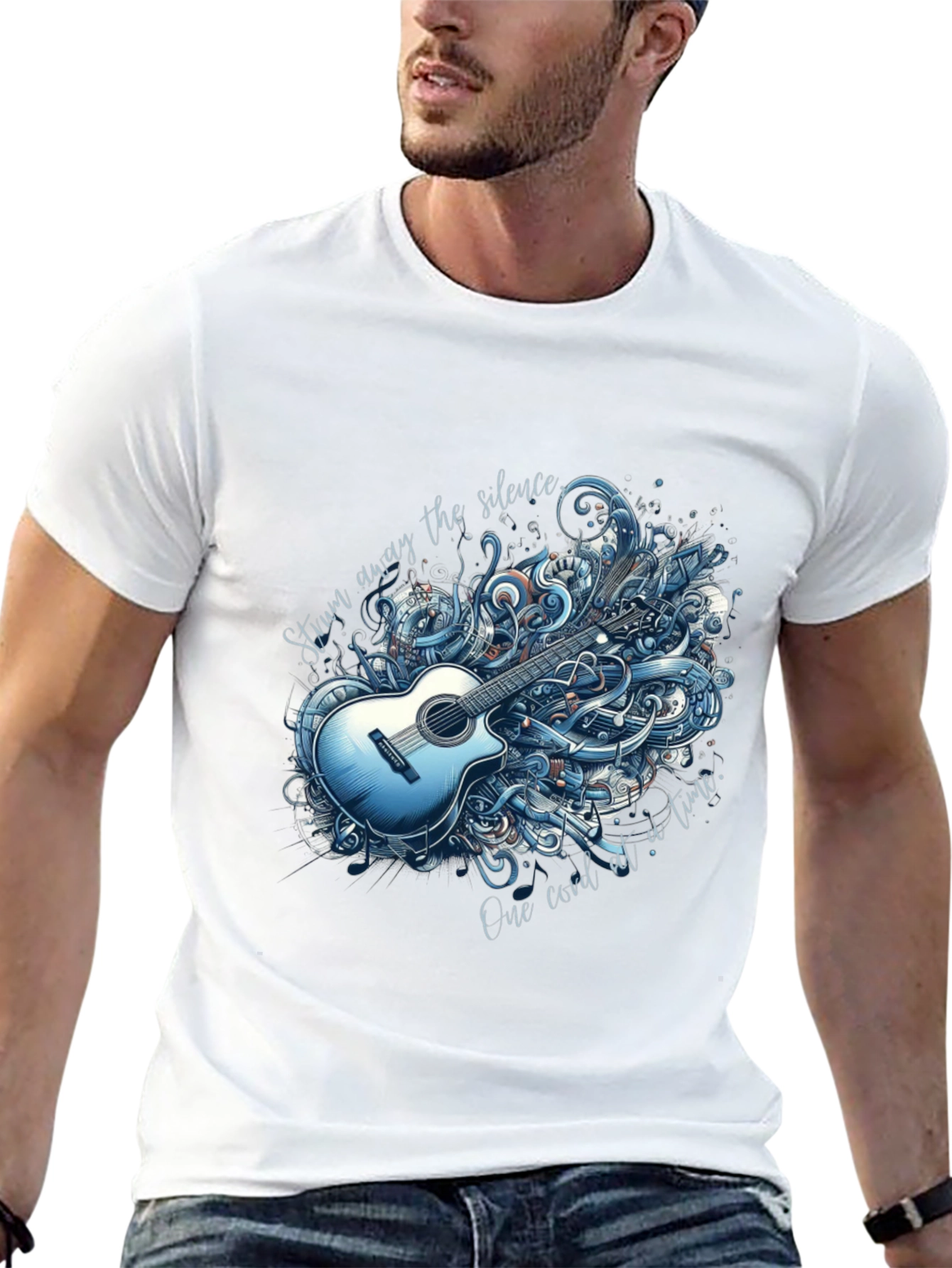 Black Acoustic Guitar Graphic T-Shirt view 13