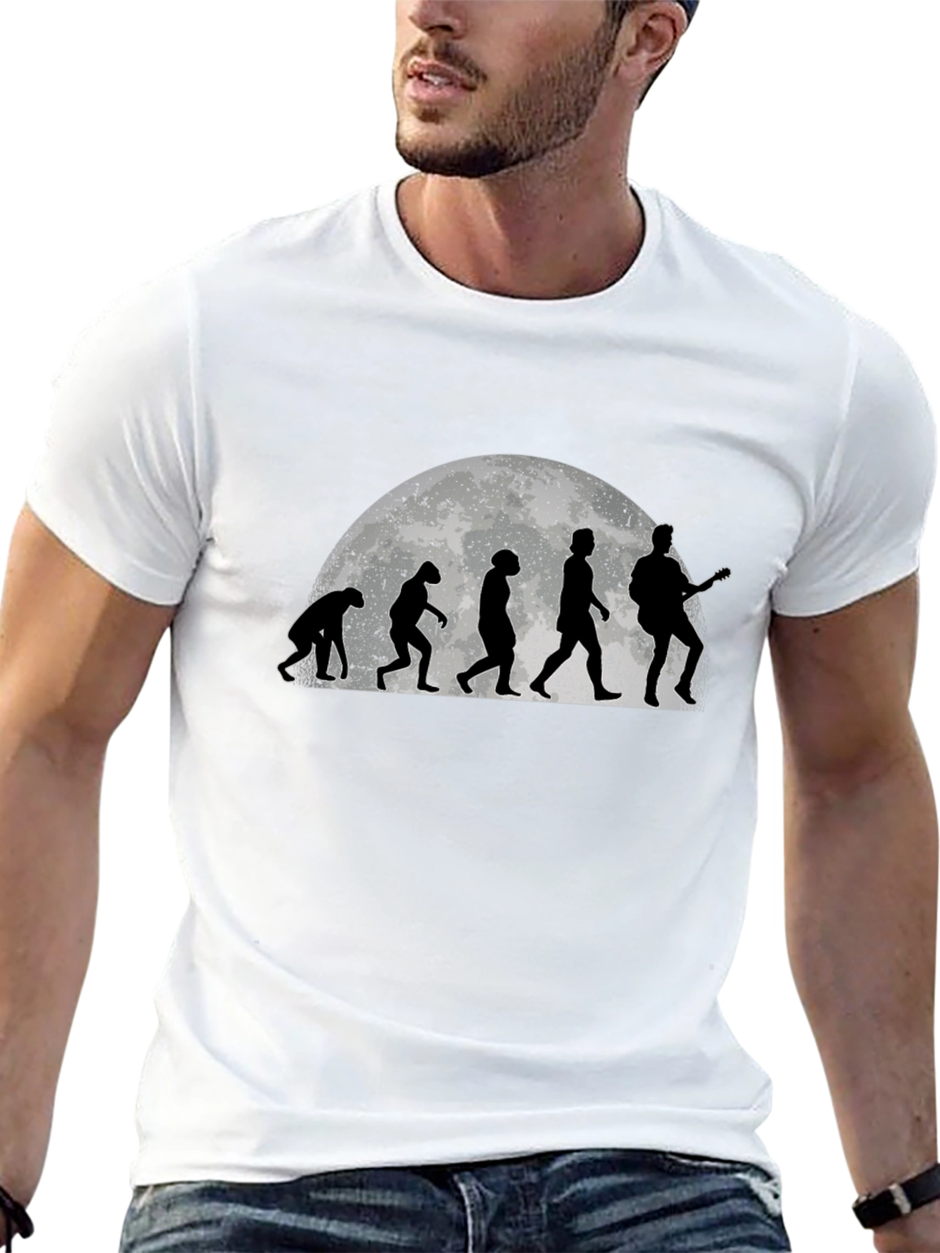 Black Evolution of Guitarist Graphic Black T-Shirt view 13