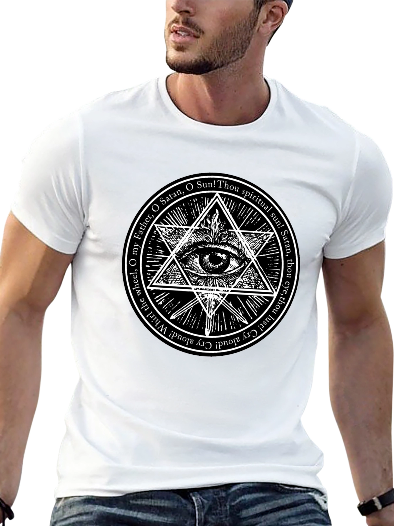 Black Occult Eye Graphic Tee - Spiritual Symbolism T-Shirt view 13