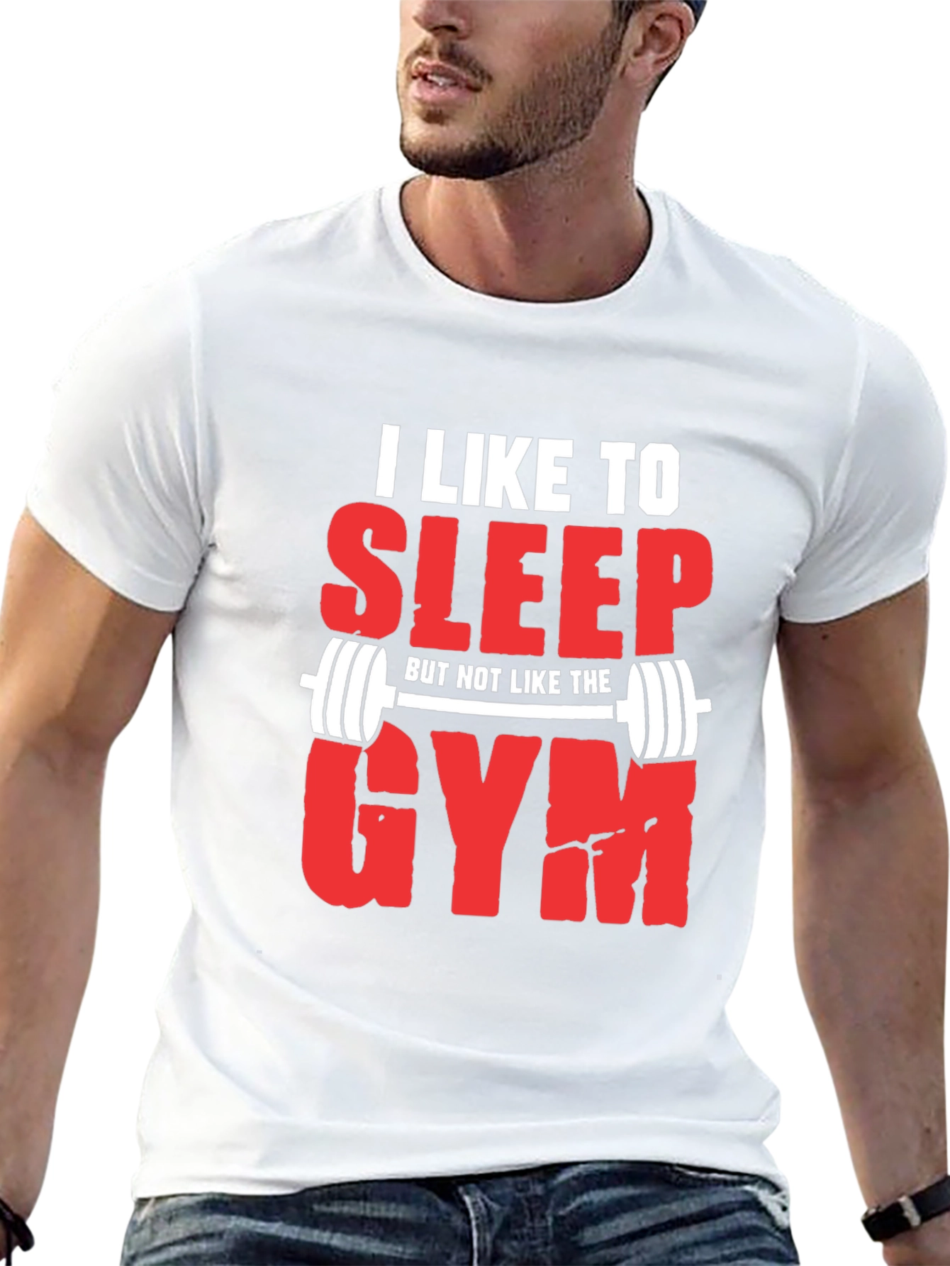 Black Funny Gym Hater T-Shirt: I Like to Sleep view 13