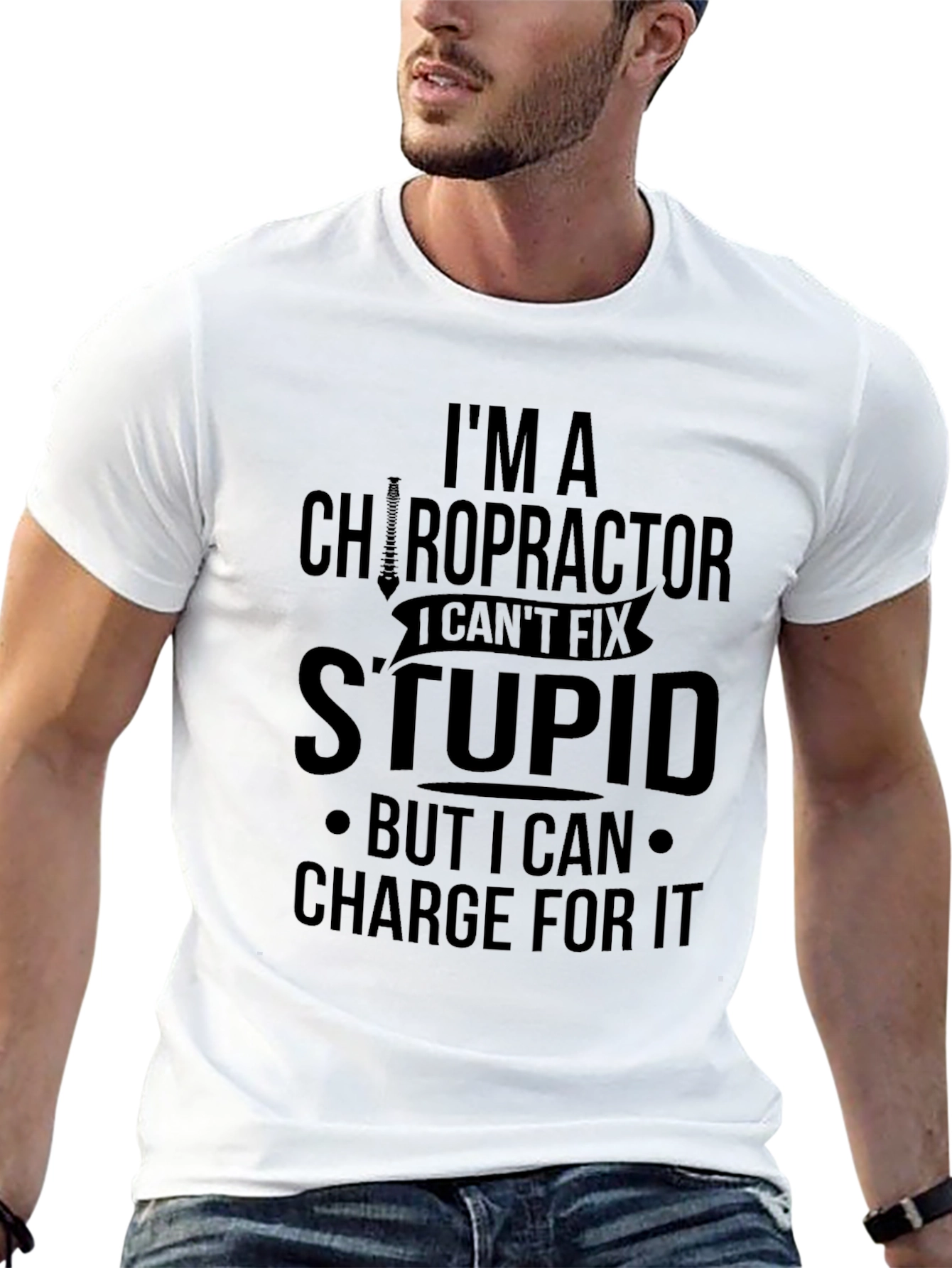 Black Chiropractor Funny Slogan Graphic T-Shirt view 13