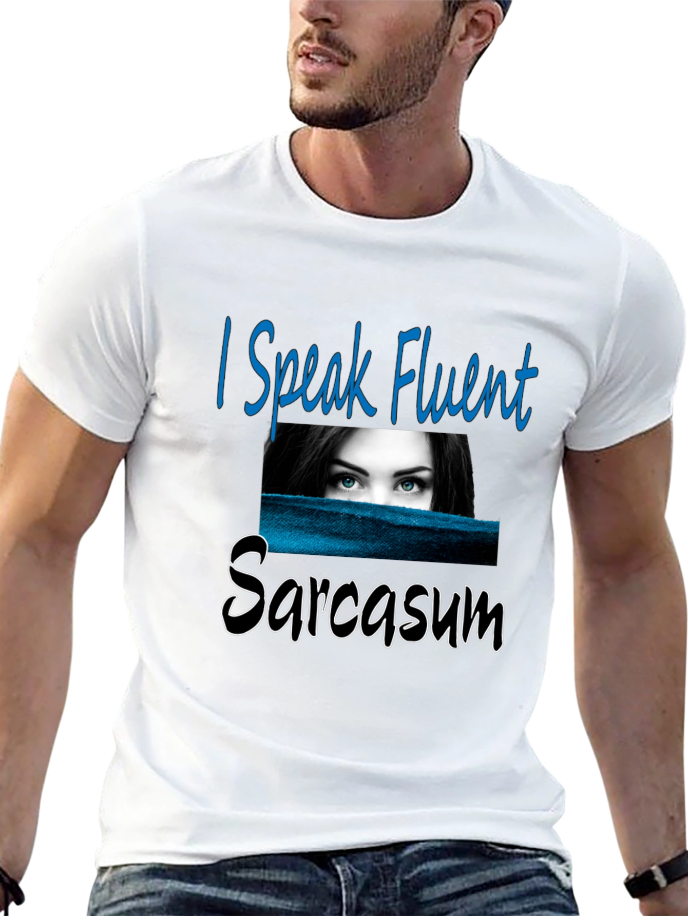 Black Fluent Sarcasm Graphic Tee - Unisex Black T-Shirt view 13