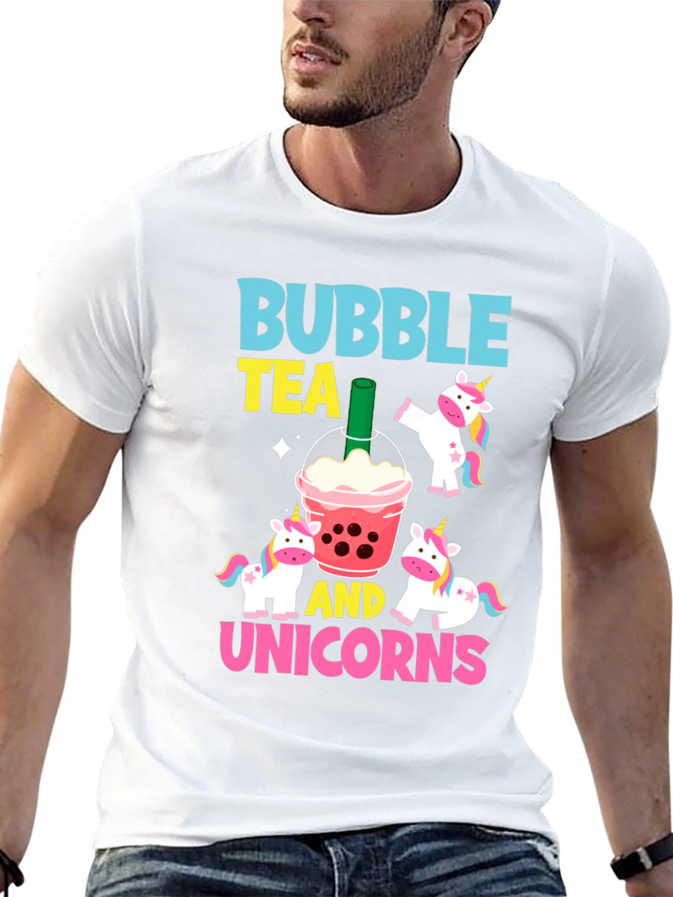 Black Bubble Tea & Unicorns Graphic Tee view 13