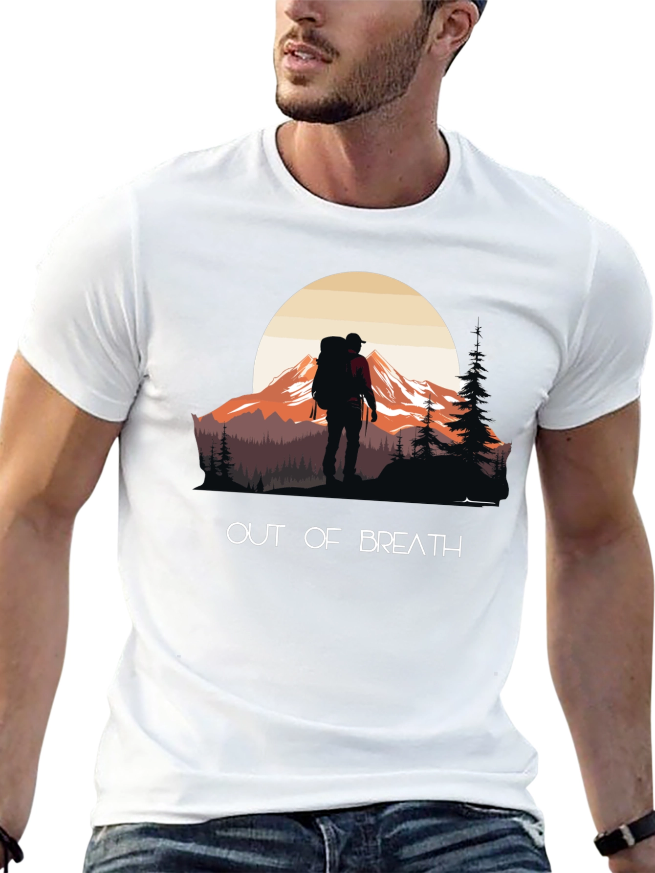 Black Out of Breath Hiking T-Shirt - Mountain Adventure view 13